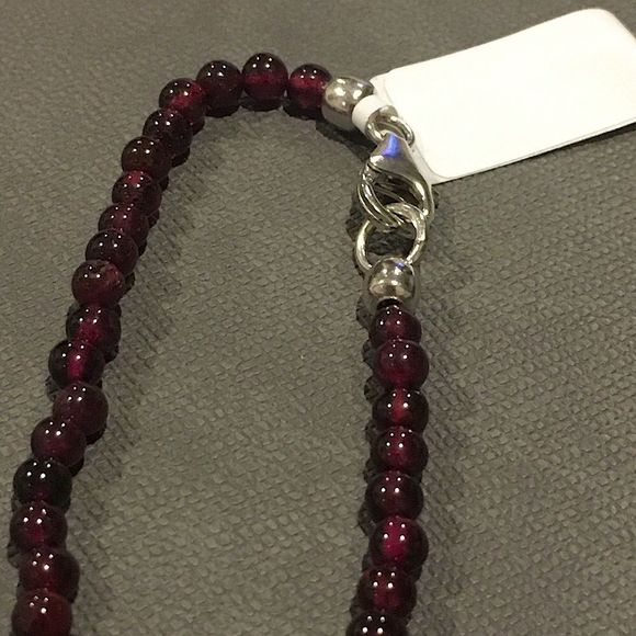 Red Garnet Cabochon Necklace with Sterling Silver 925 Lobster Claw Clasp NWT - Picture 2 of 14